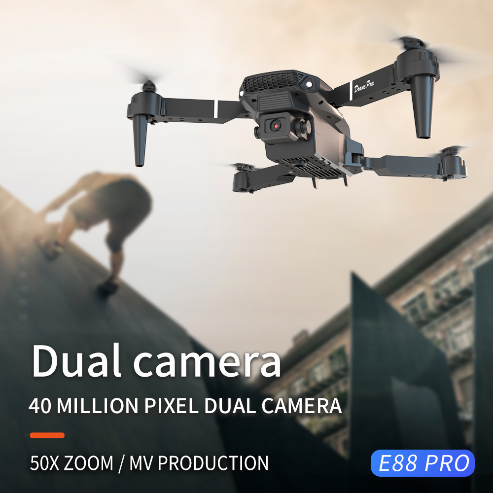 E88 Dual Camera WiFi FPV Drone – Foldable RC Quadcopter with Altitude Hold & Remote Control